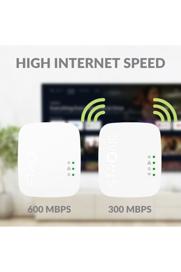 STRONG Powerline Kit POWERLWF600DUOMINI, 600Mbps, 300Mbps WiFi, 2τμχ