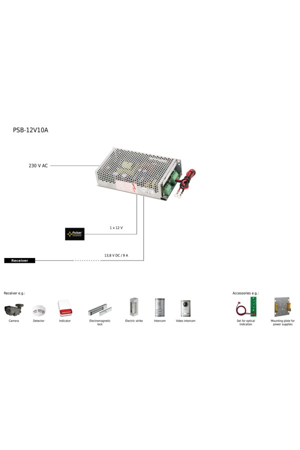 PULSAR τροφοδοτικό PSB-12V10A, 13.8V/10A