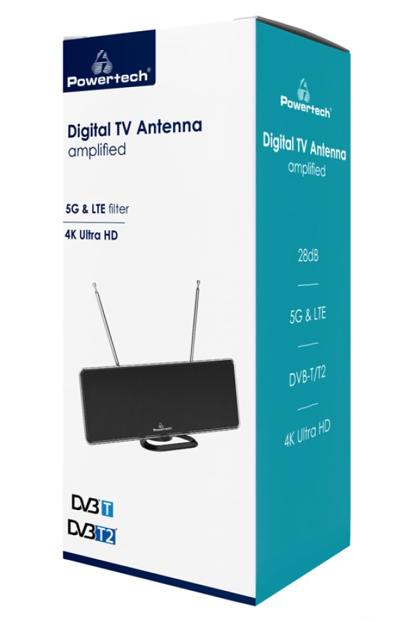 POWERTECH ψηφιακή κεραία PT-1006, 5G & LTE, DVB-T/T2, 4Κ, 28dB