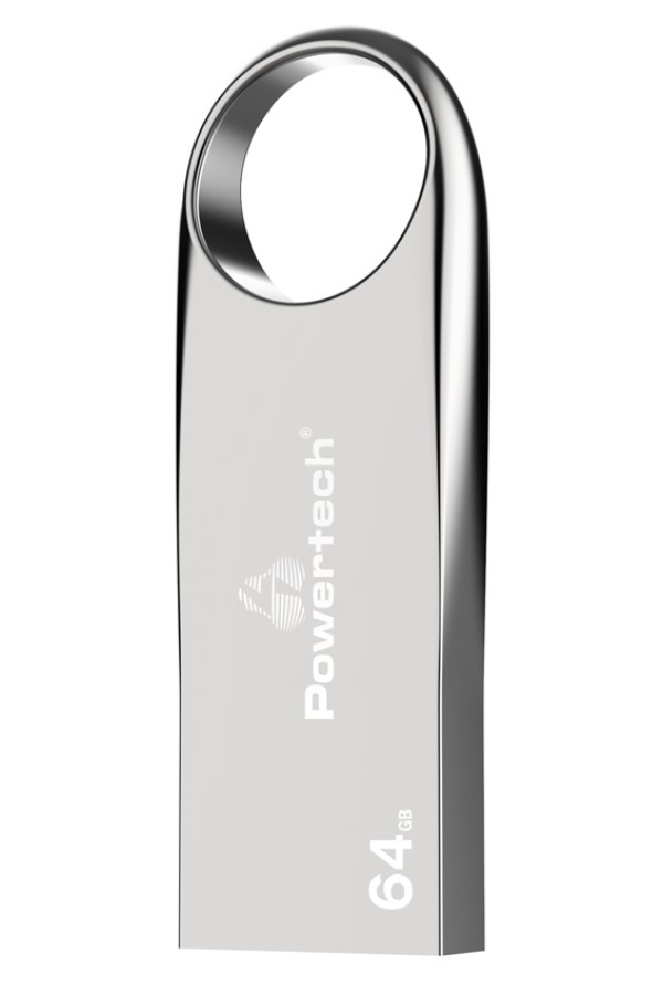 POWERTECH USB Flash Drive PT-1122, 64GB, USB 2.0, ασημί