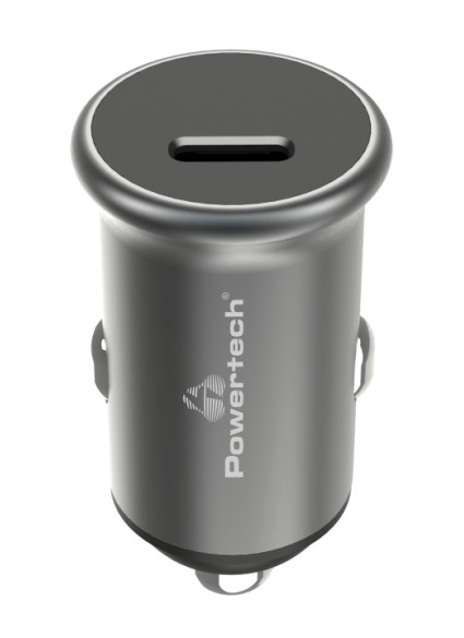 POWERTECH φορτιστής αυτοκινήτου PT-1147, USB-C, 30W PD, γκρι