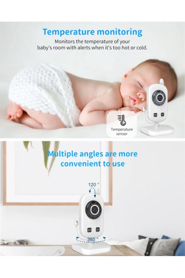 POWERTECH ενδοεπικοινωνία μωρού PT-1186, κάμερα & οθόνη 2.4