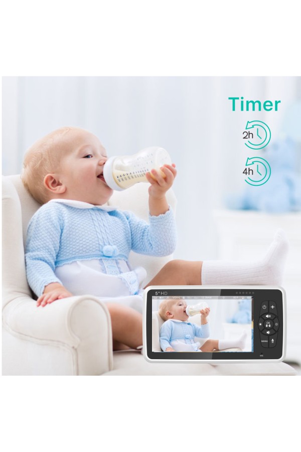 POWERTECH ενδοεπικοινωνία μωρού PT-1188 με κάμερα & οθόνη 5