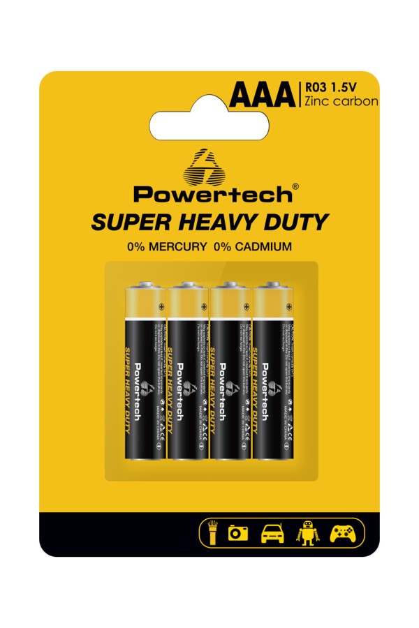 POWERTECH μπαταρίες Zinc Carbon Super Heavy Duty PT-1218, AAA 1.5V, 4τμχ
