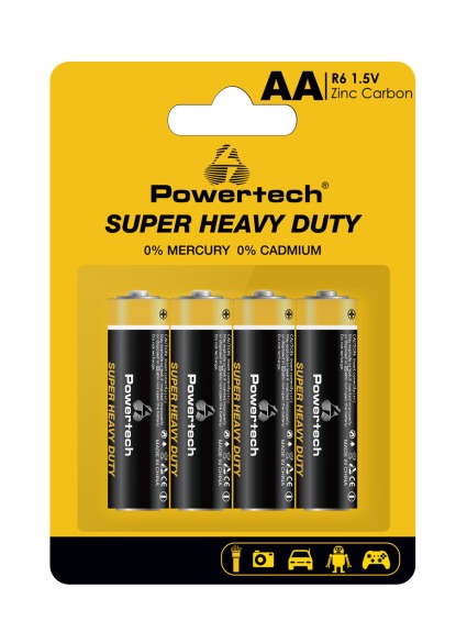 POWERTECH μπαταρίες Zinc Carbon Super Heavy Duty PT-1219, AA, 1.5V, 4τμχ