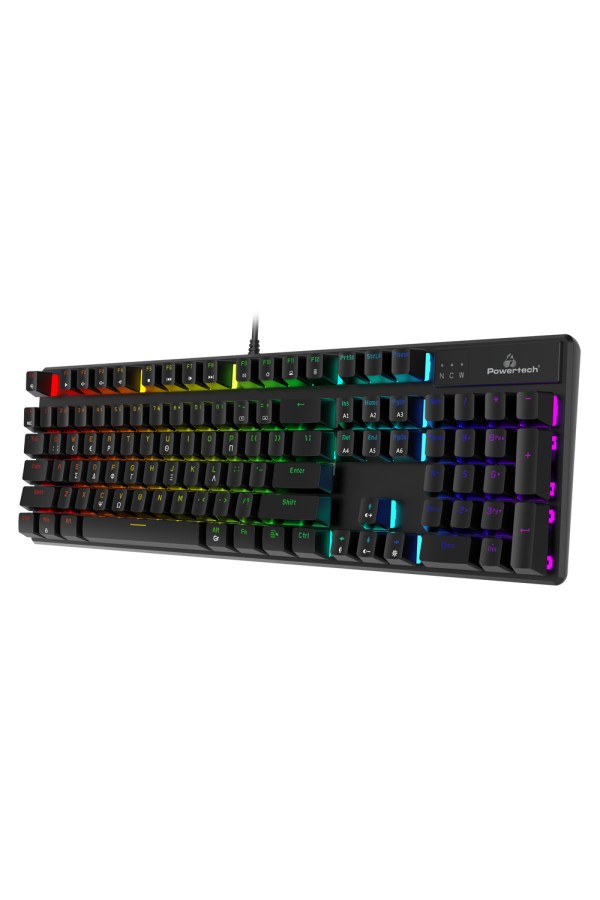 POWERTECH gaming μηχανικό πληκτρολόγιο PT-1254, ενσύρματο, RGB, μαύρο