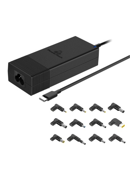 POWERTECH φορτιστής laptop PT-1256 με 12 βύσματα, USB-C PD, 90W, μαύρος