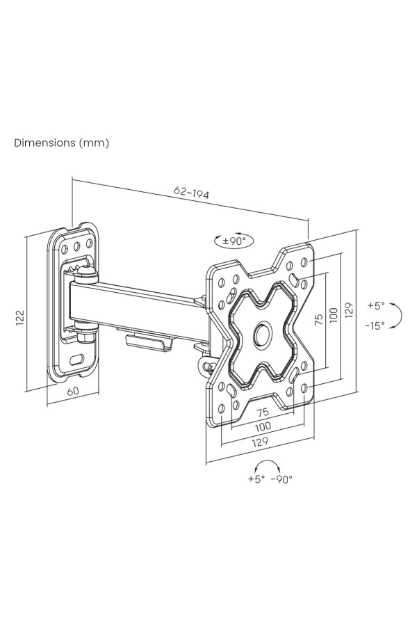 POWERTECH επιτοίχια βάση PT-1277 για τηλεόραση 13-32