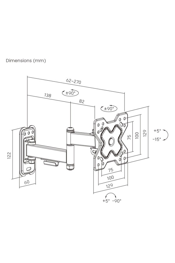 POWERTECH επιτοίχια βάση PT-1278 για τηλεόραση 13-32