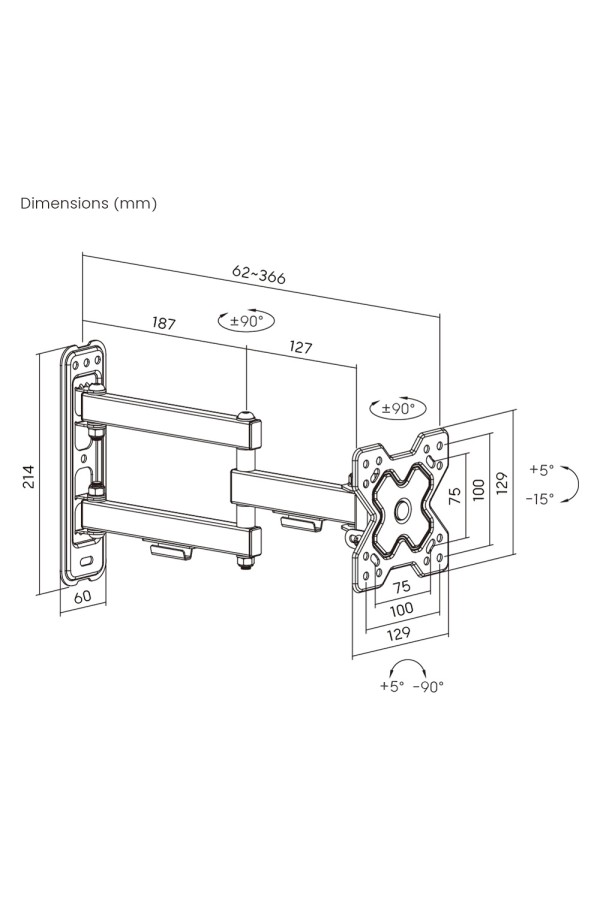 POWERTECH επιτοίχια βάση PT-1279 για τηλεόραση 13-32