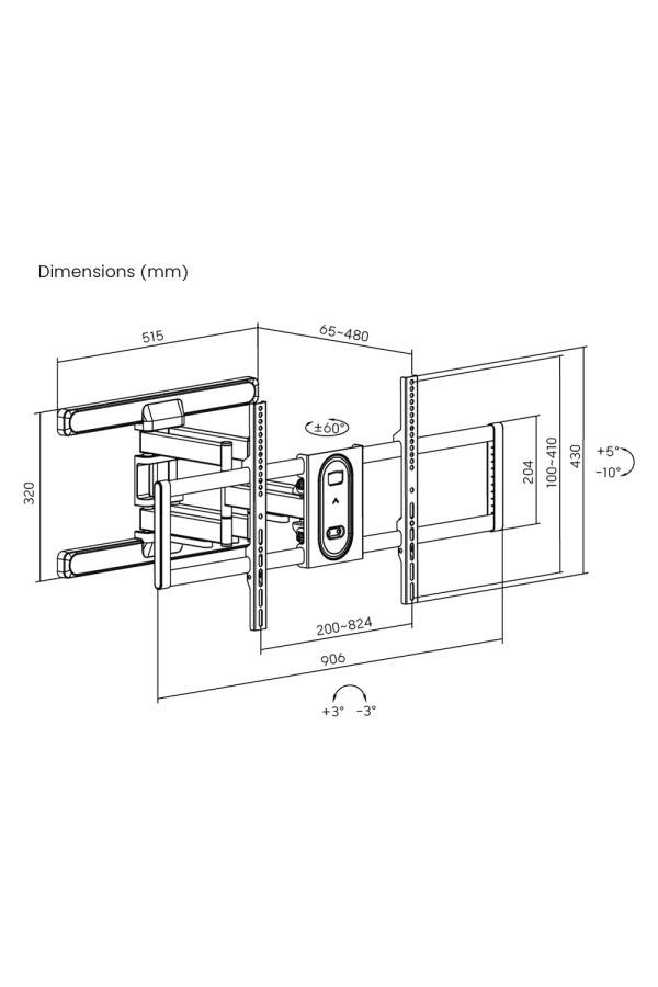 POWERTECH επιτοίχια βάση PT-1280 για τηλεόραση 43-100