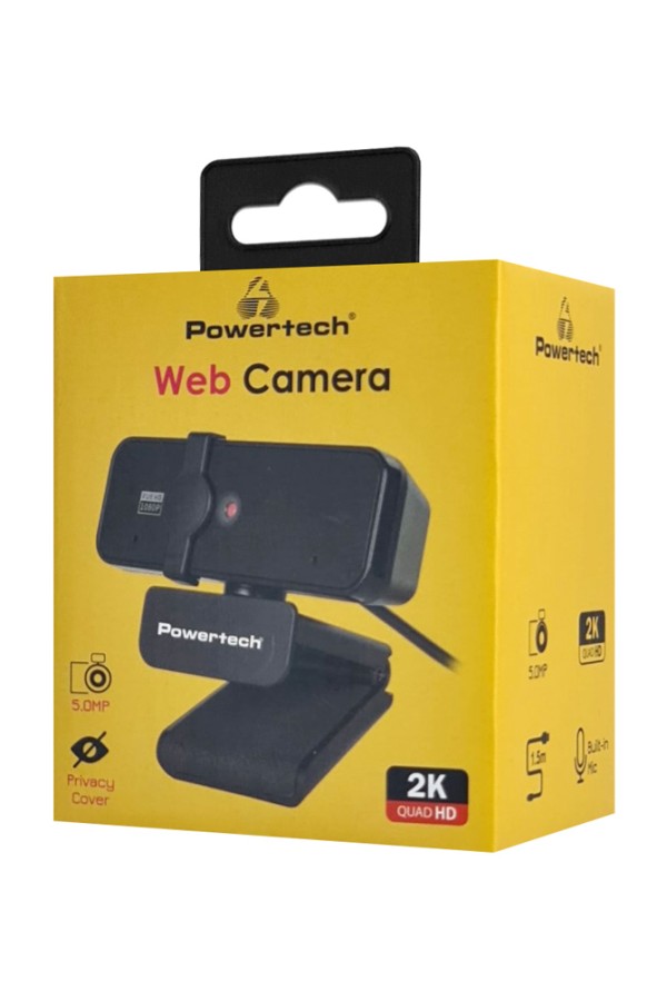 POWERTECH web camera PT-1291, 5MP, 2K Quad HD, αυτόματη εστίαση, 1.5m, μαύρη