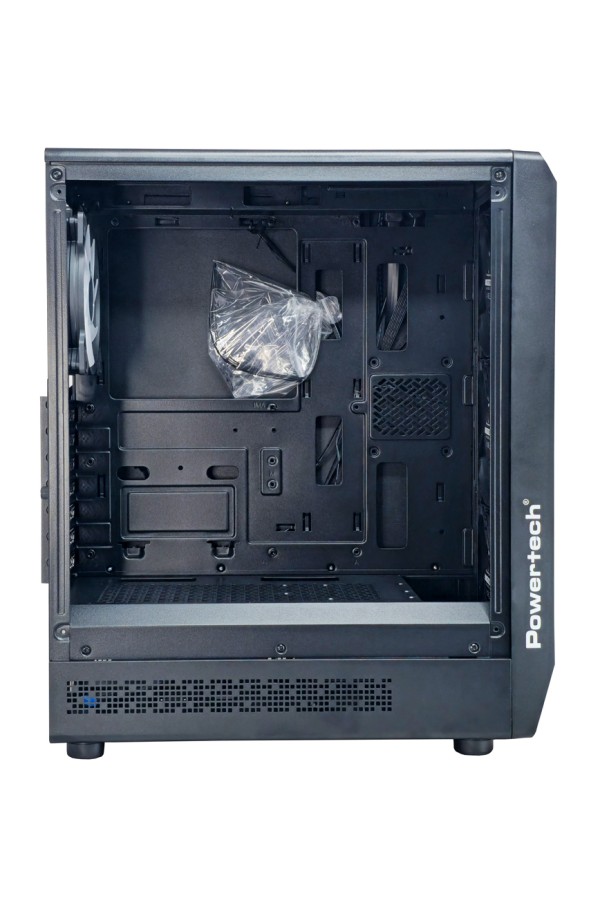 POWERTECH Gaming PC Case PT-1309, tempered glass, 4x ARGB fan, ATX, 340x200x436mm, μαύρο