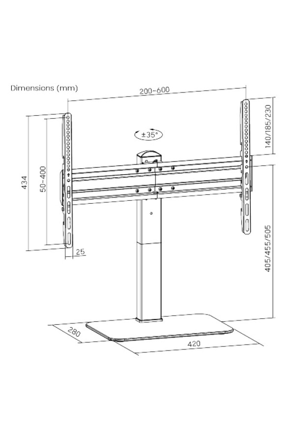 POWERTECH επιτραπέζια βάση PT-1328 για τηλεόραση 37-70