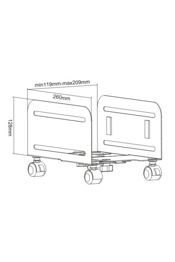 POWERTECH βάση PC PT-1329 με ροδάκια, universal, μεταλλική, έως 10kg