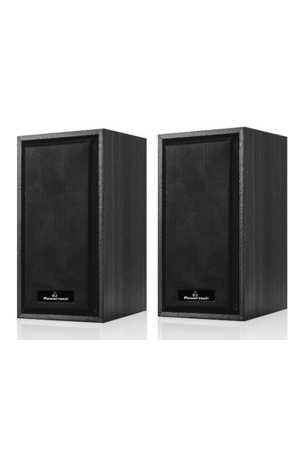 POWERTECH ηχεία Premium sound PT-845 από ξύλο, 2x 3W, 3.5mm, μαύρα