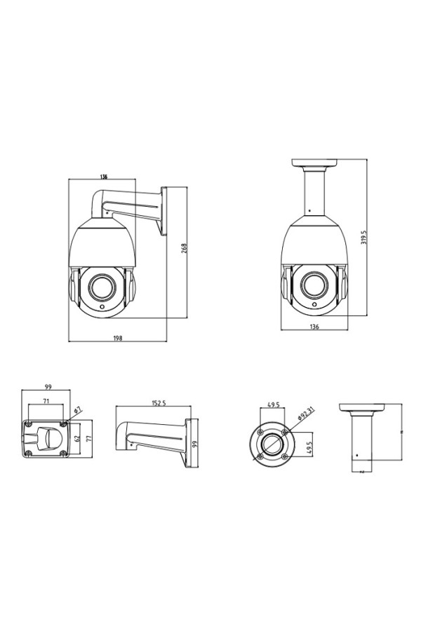 LONGSE IP κάμερα PT4A118XIGL500, 5.35-96.3mm, 5MP, PTZ, IP66, PoE