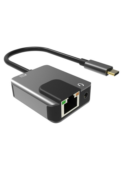 POWERTECH αντάπτορας δικτύου PTH-046, USB-C, 1000Mbps, 65W PD, γκρι