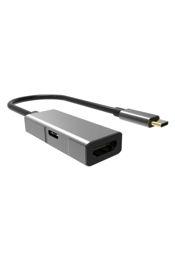 POWERTECH αντάπτορας USB-C σε HDMI PTH-055, 65W PD, 4K, γκρι