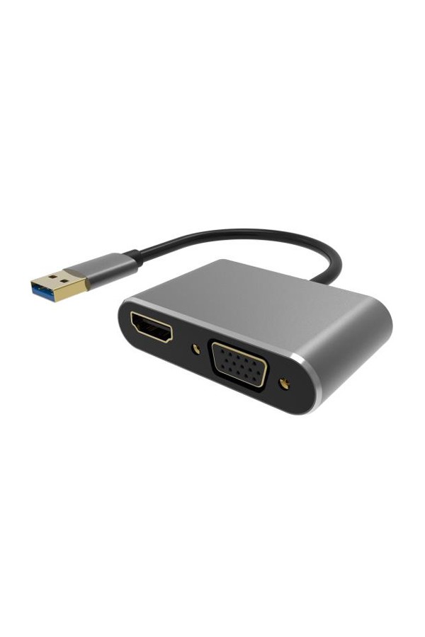 POWERTECH αντάπτορας USB σε HDMI & VGA PTH-101, 4K/30Hz, γκρι