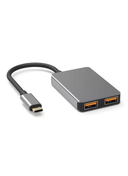 POWERTECH USB hub PTH-102, 4x θυρών, 10Gbps, USB-C σύνδεση, γκρι