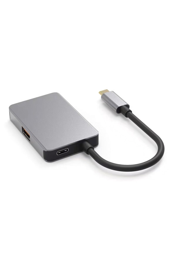 POWERTECH USB hub PTH-102, 4x θυρών, 10Gbps, USB-C σύνδεση, γκρι