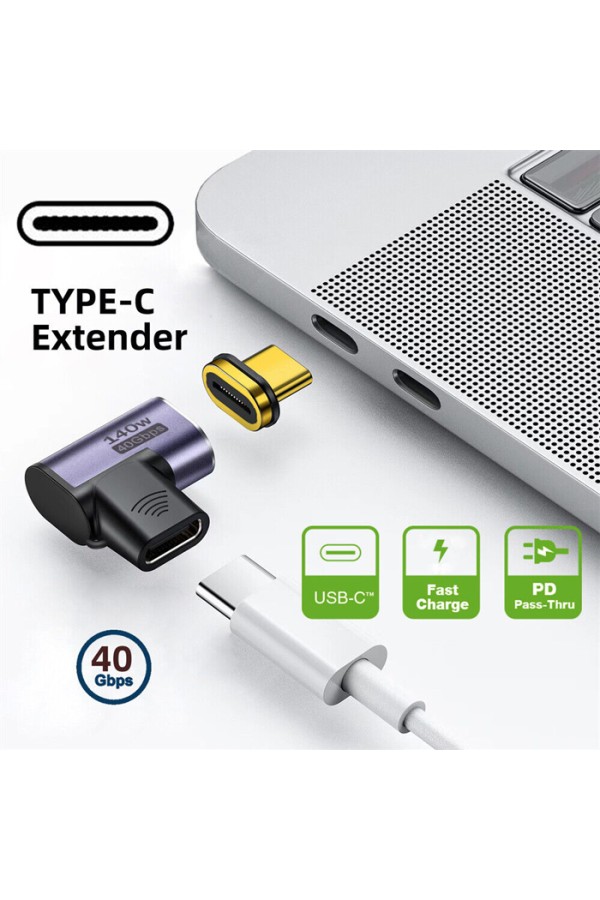 POWERTECH αντάπτορας USB-C PTH-105, μαγνητικός, 140W, 40Gbps, γκρι