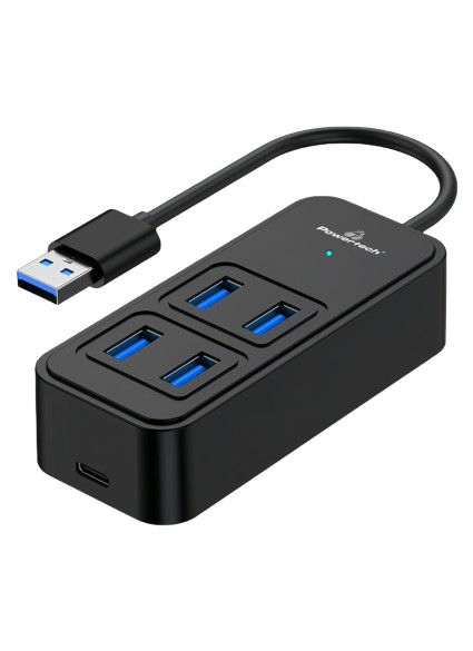 POWERTECH USB 3.2 hub PTR-0153, 4x θυρών, 5Gbps, USB σύνδεση, μαύρο