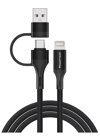 POWERTECH καλώδιο USB & USB-C σε Lightning PTR-0159, PD 27W, copper, 1.5m, μαύρο