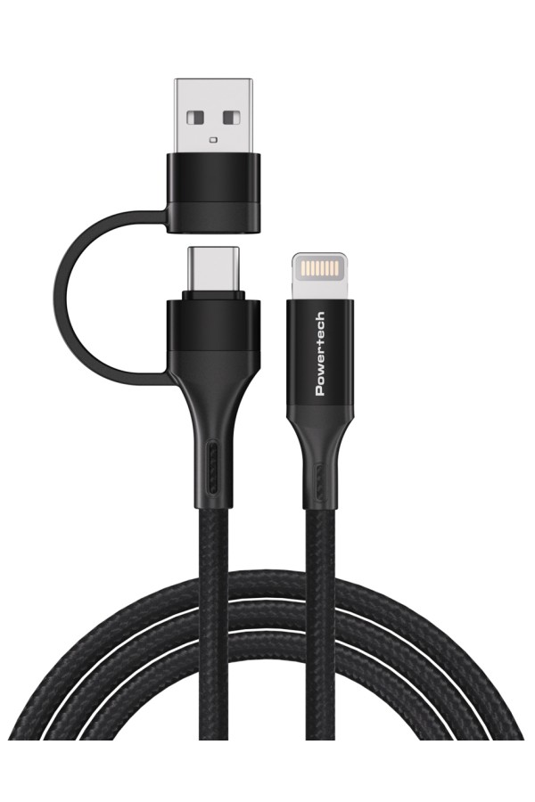 POWERTECH καλώδιο USB & USB-C σε Lightning PTR-0159, PD 27W, copper, 1.5m, μαύρο