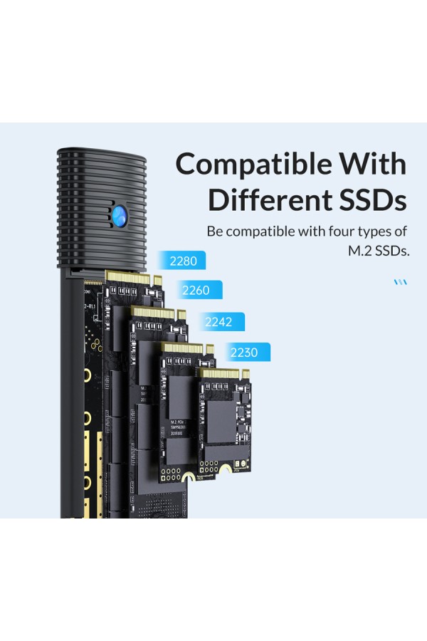 ORICO θήκη για Μ.2 SATA SSD PWM2-BK-EP, 5Gbps, έως 4TB, μαύρη