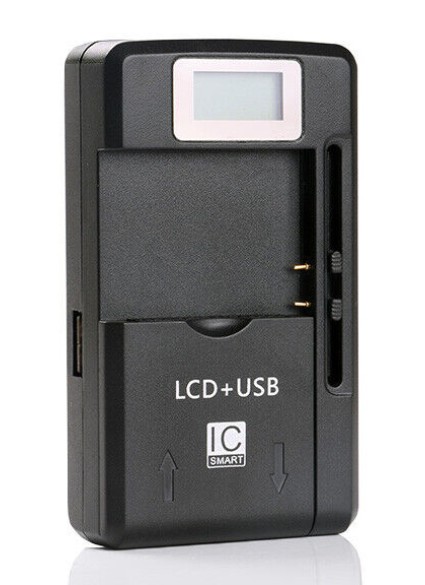 POWERTECH φορτιστής μπαταρίας κινητών QC64 με οθόνη, USB, μαύρος