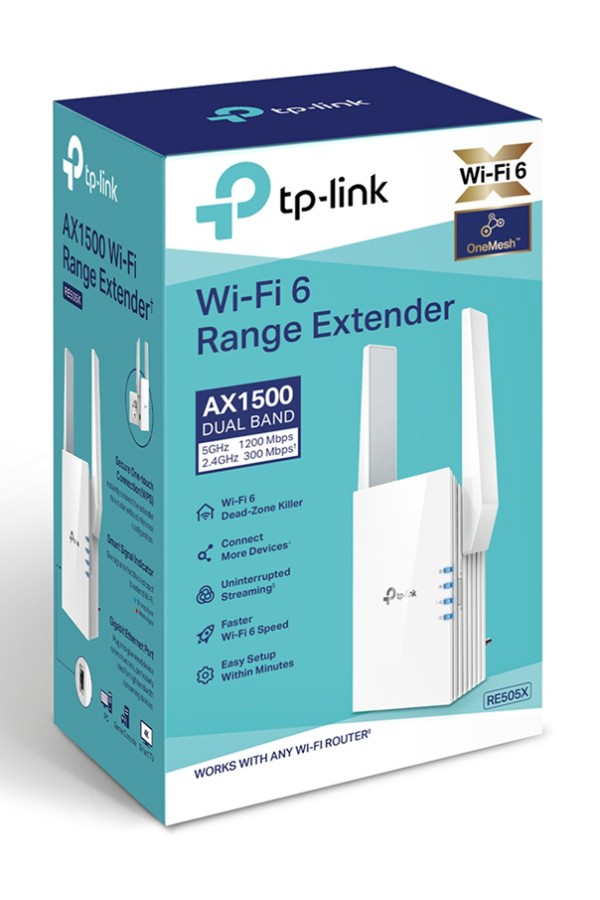 TP-LINK WiFi 6 range extender RE505X, AX1500 dual-band, Ver: 1.0