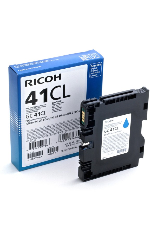 RICOH GC 41CL GEL INK CYAN 600p (GC-41CL)  (405766) (RICGC41CL)
