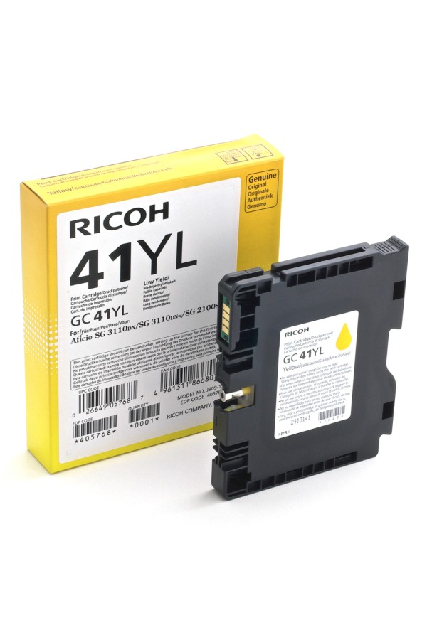 RICOH GC 41YL GEL INK YELLOW 600p (GC-41YL)  (405768) (RICGC41YL)