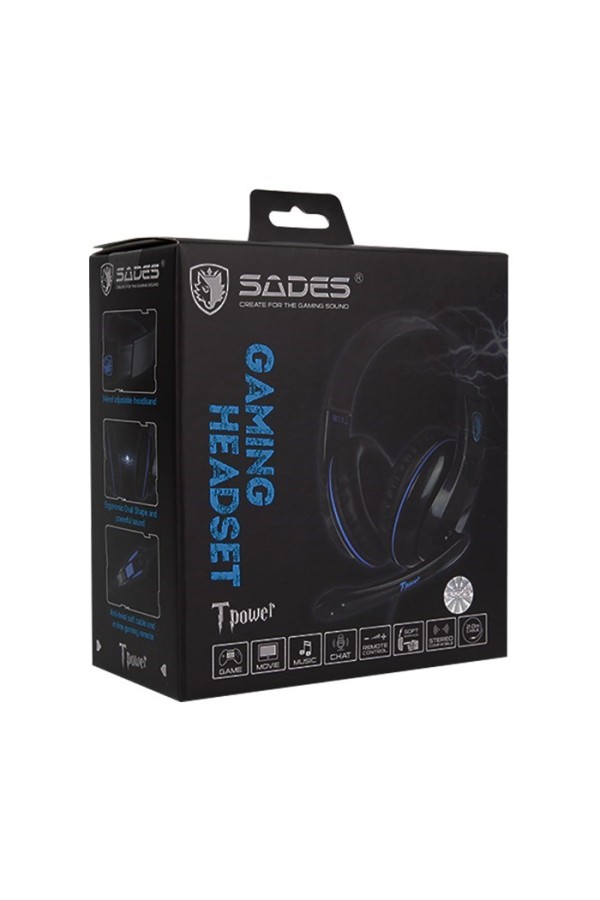 SADES Gaming headset Tpower με 40mm ακουστικά, Blue