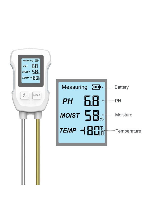 INHOCON 3 σε 1 ψηφιακός μετρητής εδάφους SGS07, PH/υγρασία/θερμοκρασία