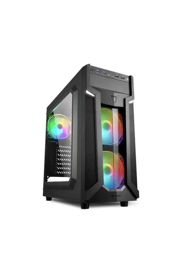 Sharkoon VG6-W RGB Gaming Midi Tower Computer Case Black (17581247) (SHR17581247)