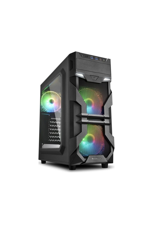 Sharkoon VG7-W RGB Gaming Midi Tower Computer Case Black (18198226) (SHR18198226)