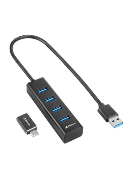 Sharkoon USB 3.2 Hub 4 Θυρών με σύνδεση USB-A / USB-C (4PALUHUBBLK) (SHR4PALUHUBBLK)