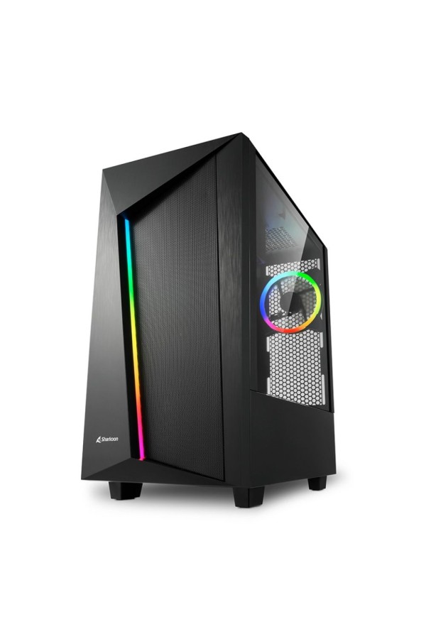 Sharkoon REV100 Gaming Midi Tower Κουτί Υπολογιστή με Πλαϊνό Παράθυρο και RGB Φωτισμό Μαύρο (REV100) (SHRREV100)