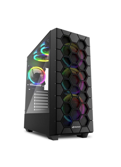 Sharkoon HEX Gaming Midi Tower Κουτί Υπολογιστή με Πλαϊνό Παράθυρο και RGB Φωτισμό Μαύρο (RGBHEX) (SHRRGBHEX)