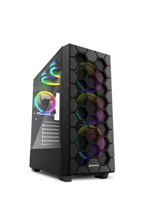 Sharkoon HEX Gaming Midi Tower Κουτί Υπολογιστή με Πλαϊνό Παράθυρο και RGB Φωτισμό Μαύρο (RGBHEX) (SHRRGBHEX)