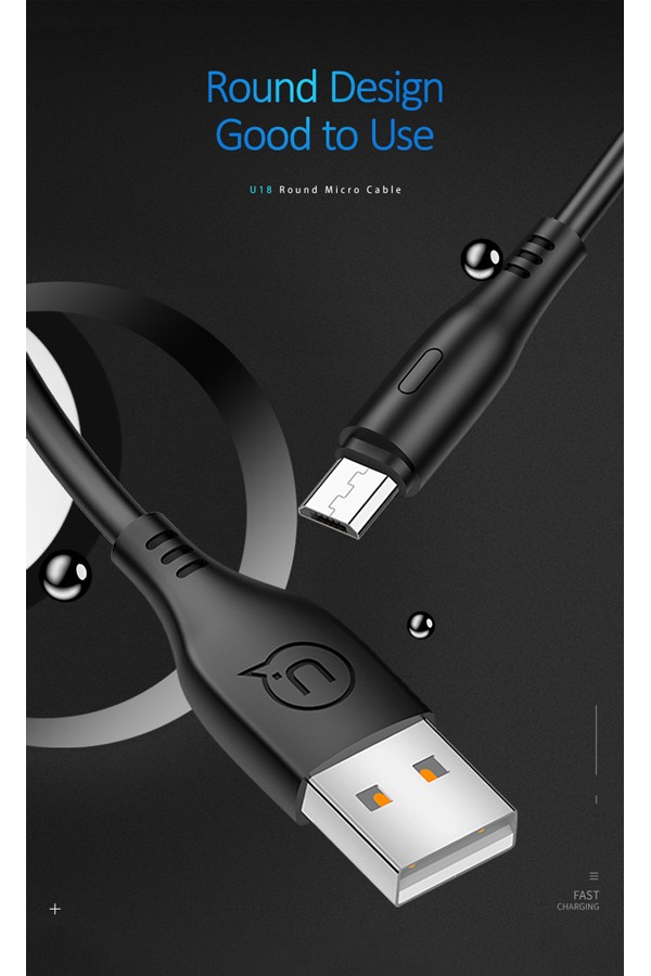USAMS καλώδιο Micro USB σε USB US-SJ268, 10W, 1m, μαύρο