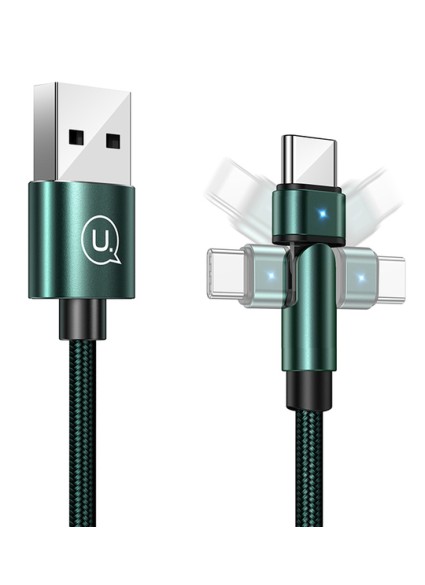 USAMS καλώδιο USB-C σε USB SJ477, περιστρεφόμενο βύσμα, 10W, 1m, πράσινο