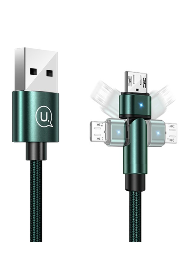 USAMS καλώδιο Micro USB σε USB SJ478, περιστρεφόμενο, 10W, 1m, πράσινο