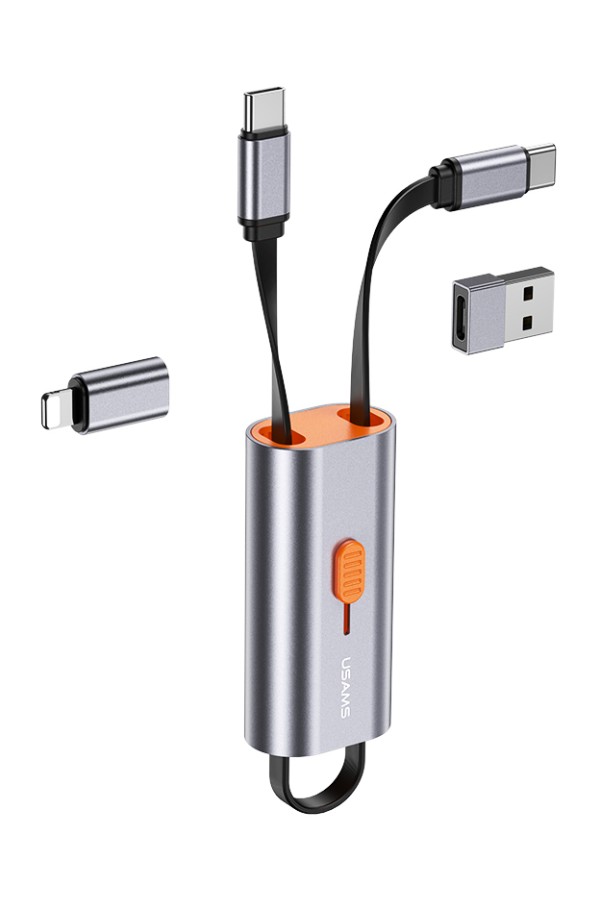 USAMS αντάπτορας USB-C σε USB-C/USB/Lightning SJ560, 60W PD, 0.3m, γκρι