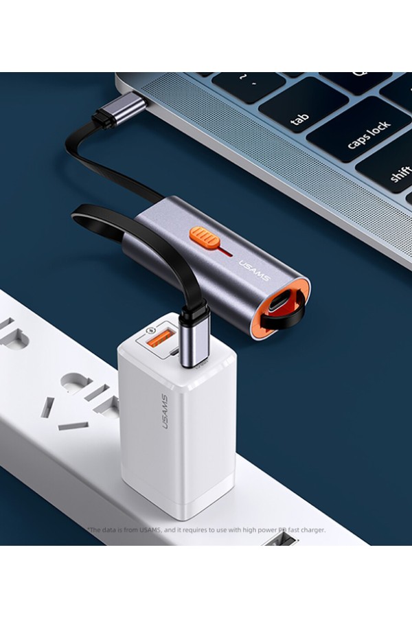 USAMS αντάπτορας USB-C σε USB-C/USB/Lightning SJ560, 60W PD, 0.3m, γκρι