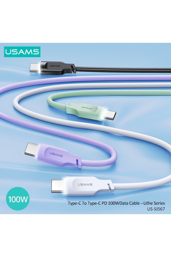 USAMS καλώδιο USB-C σε USB-C US-SJ567, 100W PD, 1.2m, μωβ