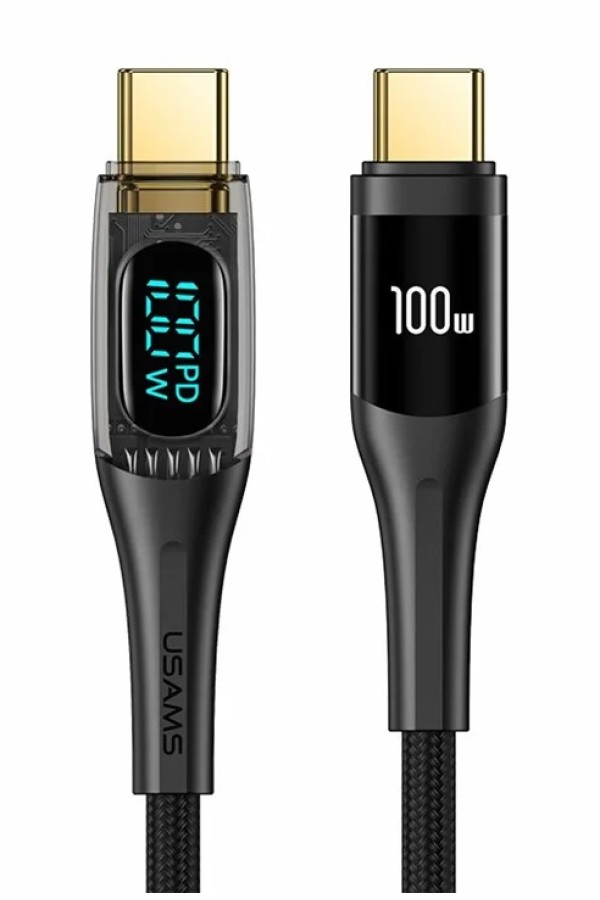 USAMS καλώδιο USB-C σε USB-C US-SJ590, 100W, 480Mbps, 1.2m, μαύρο